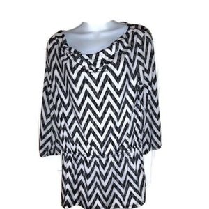 Chevron Black and Cream Blouse